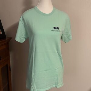 Simply Southern Mint Green Short Sleeve Tee with Navy Logo